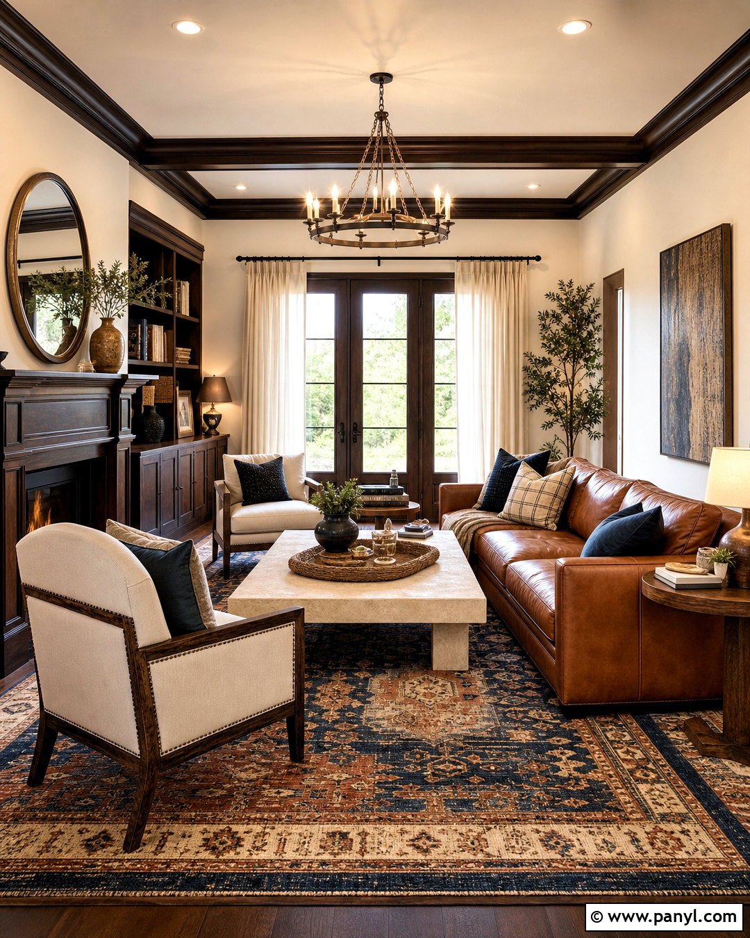 Dark Wood Trim With Leather Furniture - 20 dark wood trim living room ideas