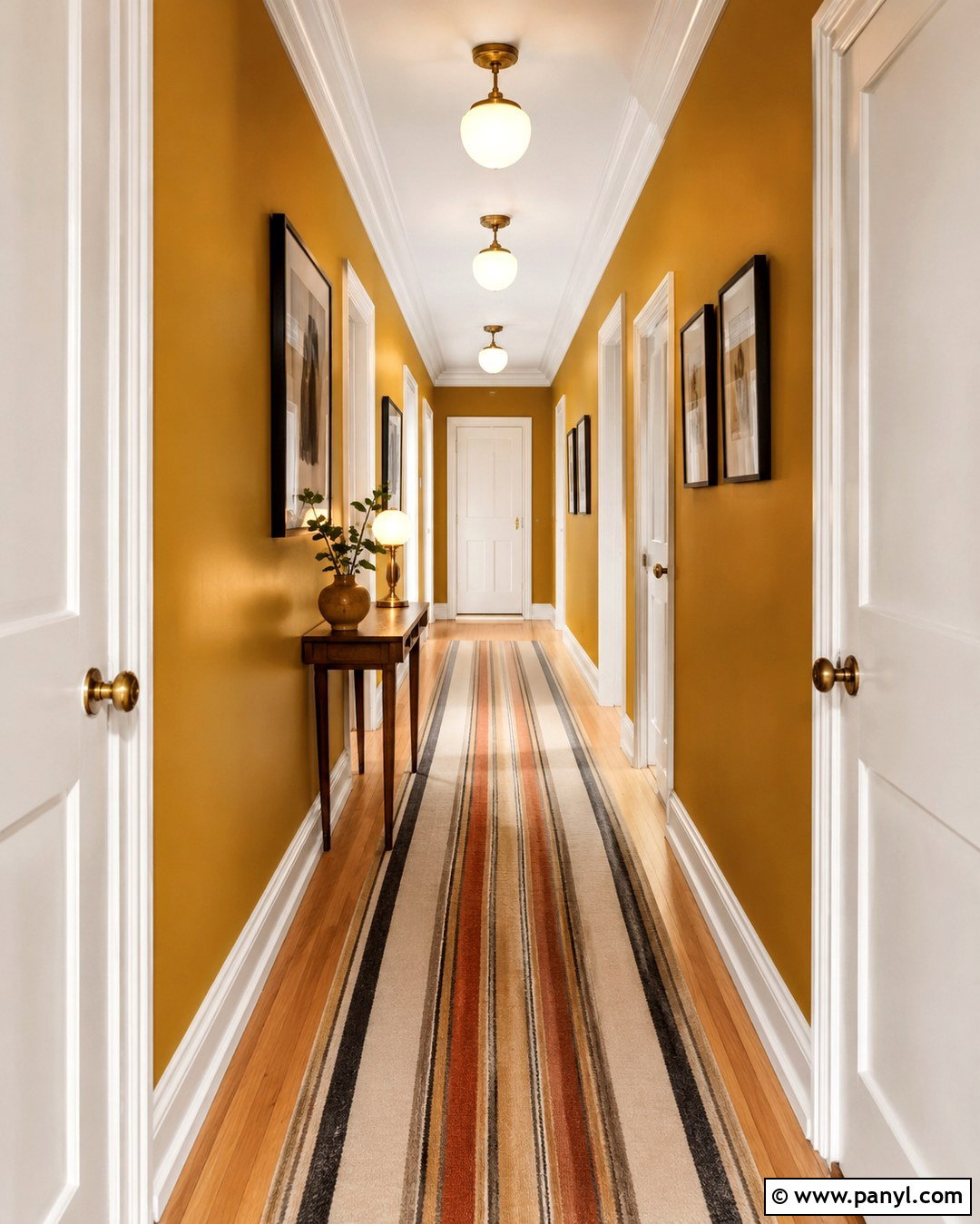 Dark Yellow Hallway With White Trim - 20 Dark Yellow Wall Paint Ideas