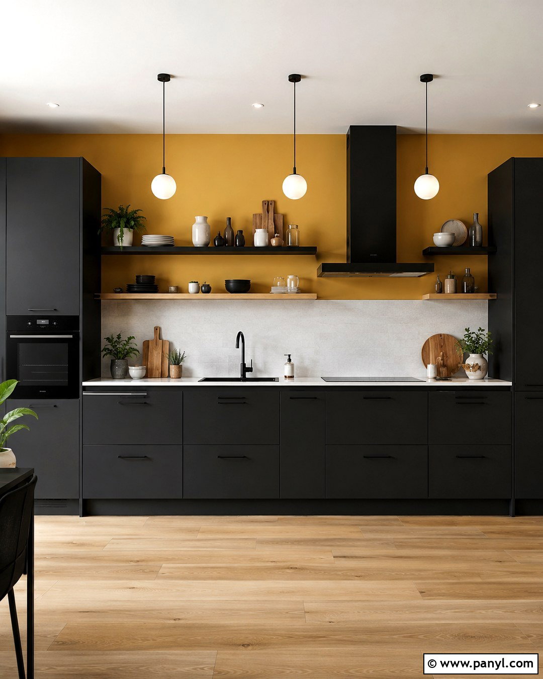 Dark Yellow Kitchen Walls With Black Cabinets - 20 dark yellow kitchen walls