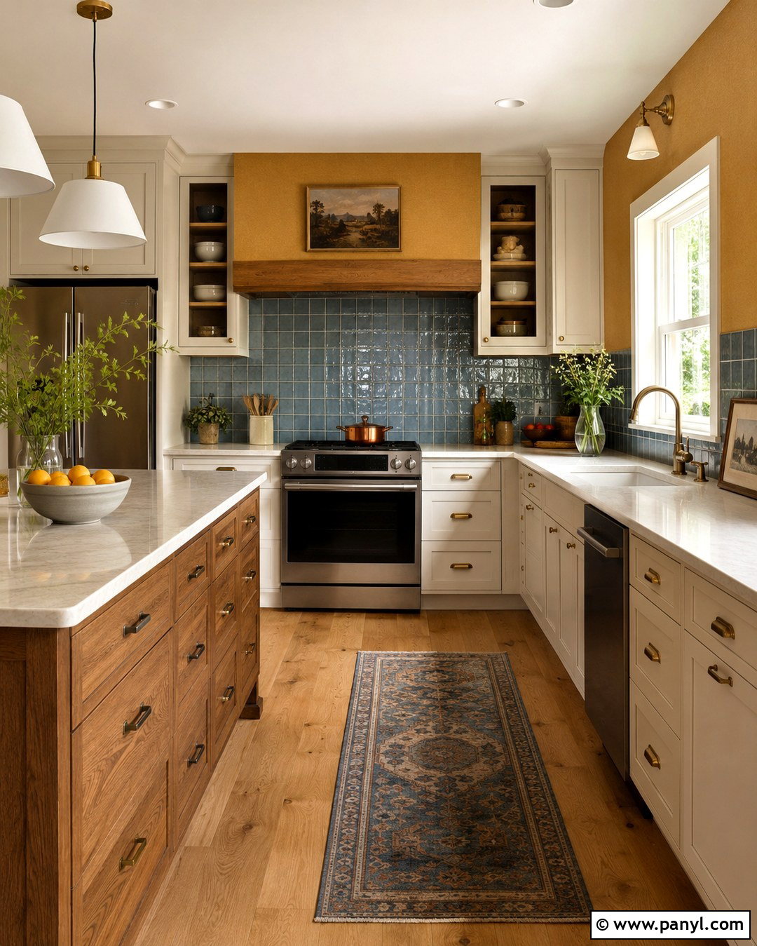 Dark Yellow Kitchen Walls With Blue Backsplash - 20 dark yellow kitchen walls