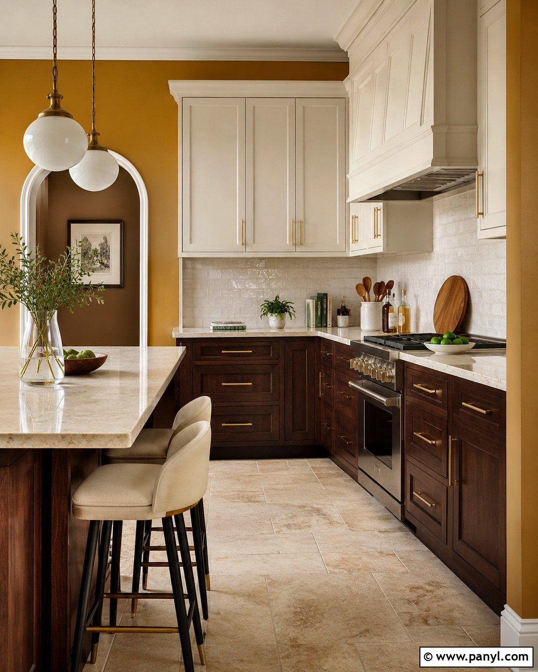 Dark Yellow Kitchen Walls With Dark Wood Cabinets - 20 dark yellow kitchen walls