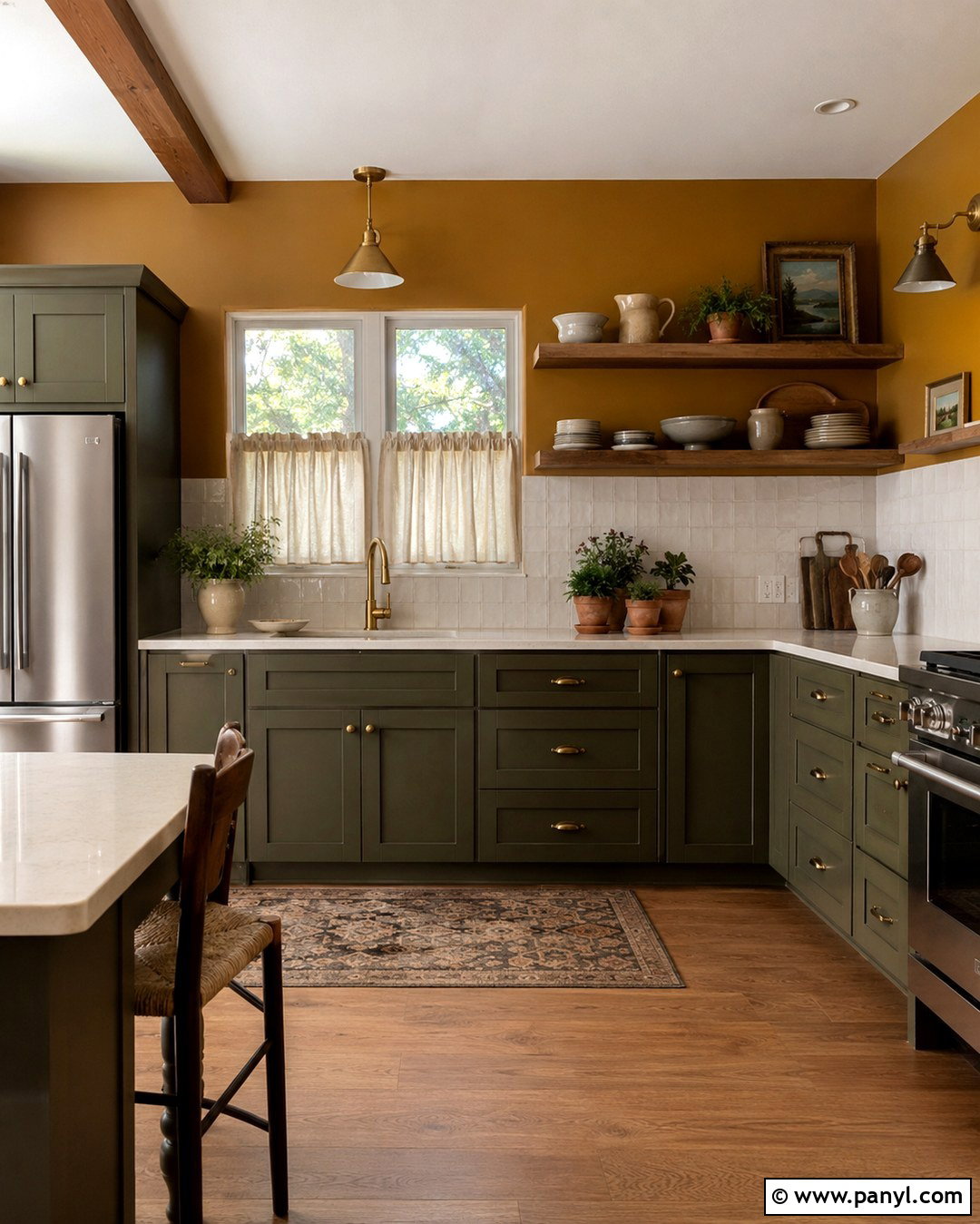 Dark Yellow Kitchen Walls With Green Cabinets - 20 dark yellow kitchen walls
