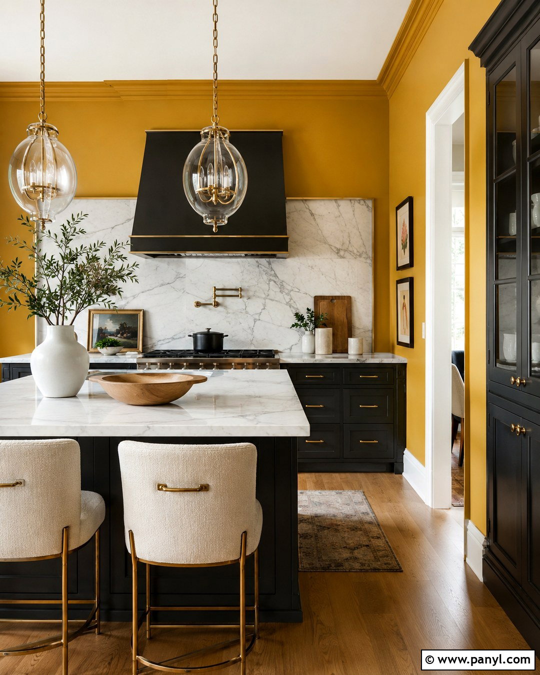Dark Yellow Kitchen Walls With Marble Counters - 20 dark yellow kitchen walls