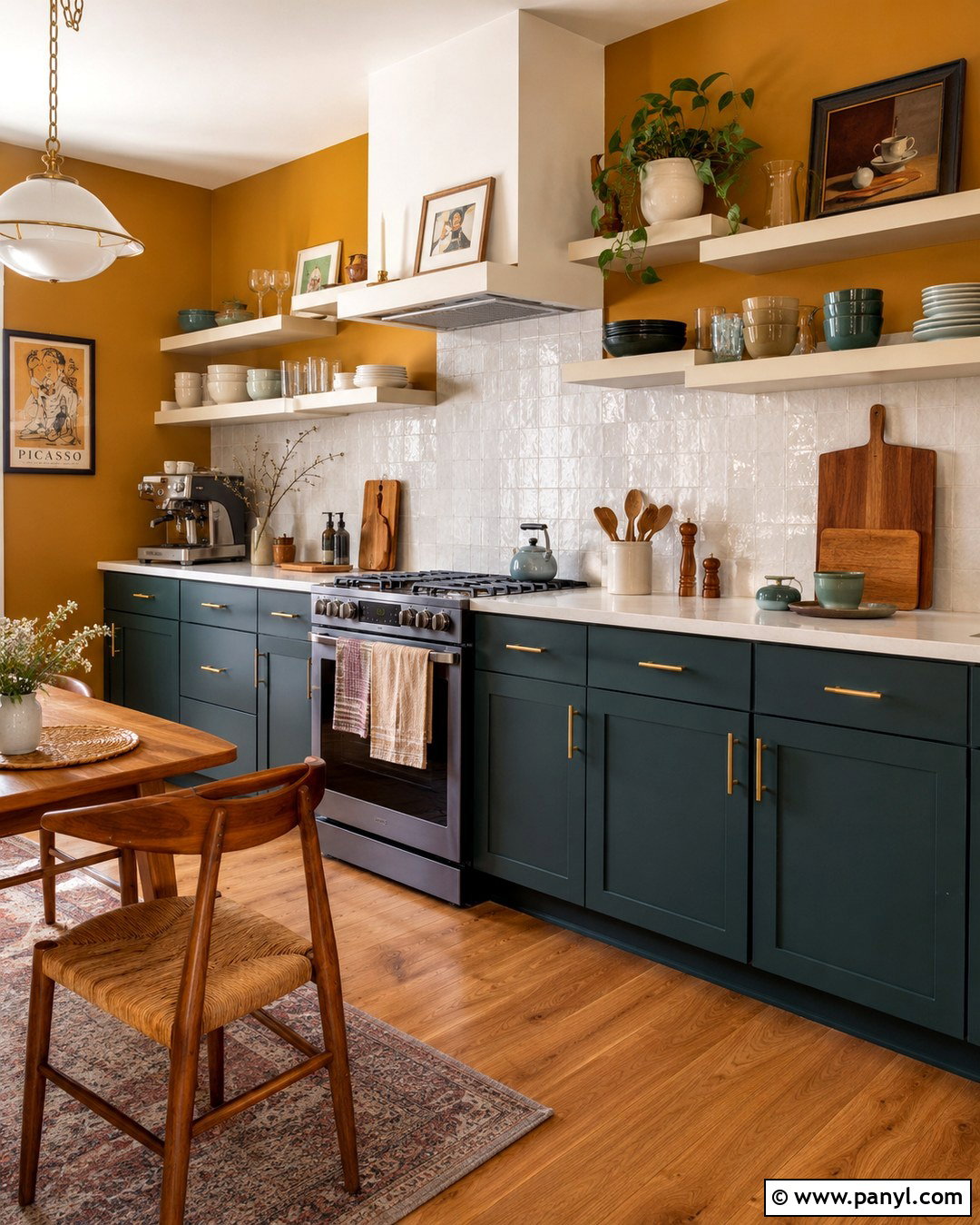 Dark Yellow Kitchen Walls With Teal Cabinets - 20 dark yellow kitchen walls
