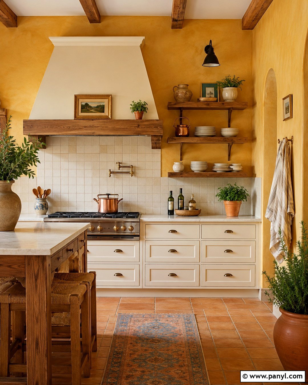 Dark Yellow Kitchen Walls With Terracotta Floors - 20 dark yellow kitchen walls