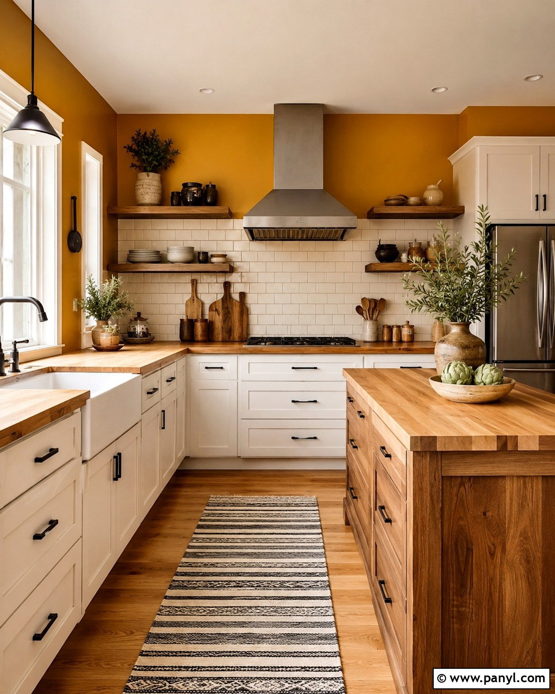 Dark Yellow Kitchen With White Cabinets - 20 Dark Yellow Wall Paint Ideas