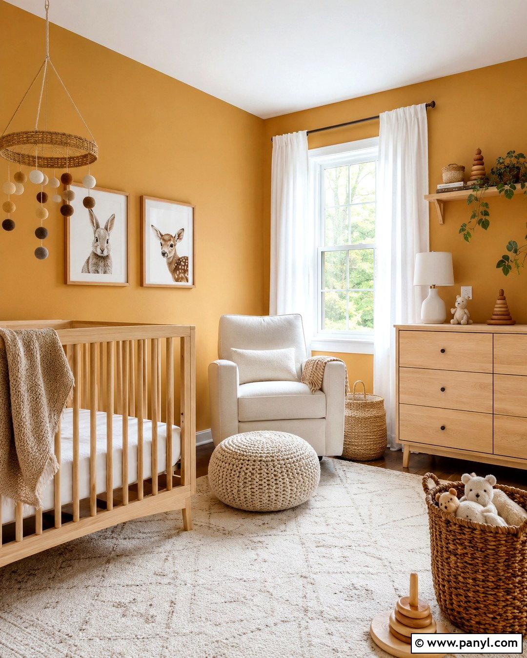 Dark Yellow Nursery With Natural Wood - 20 Dark Yellow Wall Paint Ideas