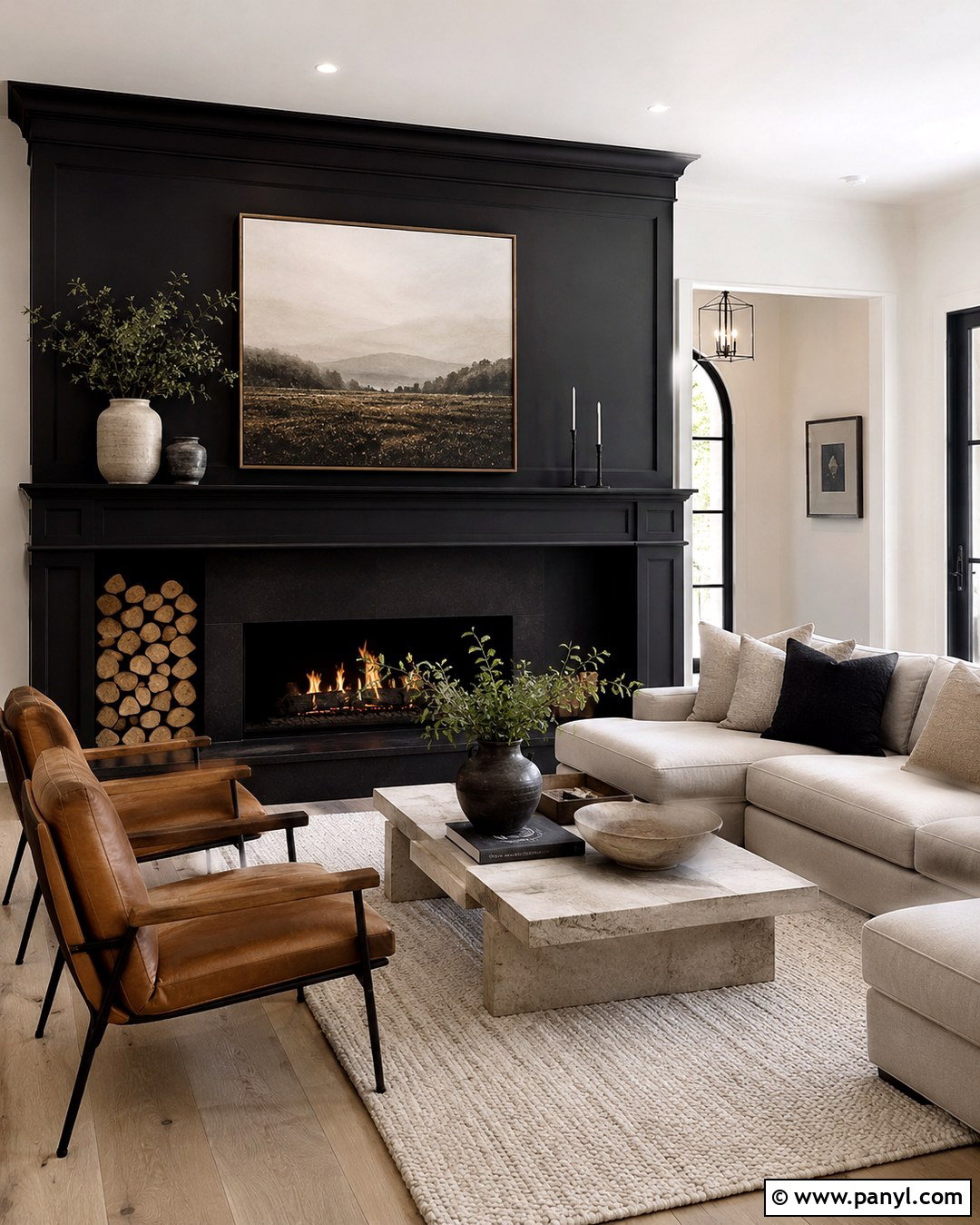 Deep Black Fireplace Wall - 20 Black Wall Paint Color Ideas
