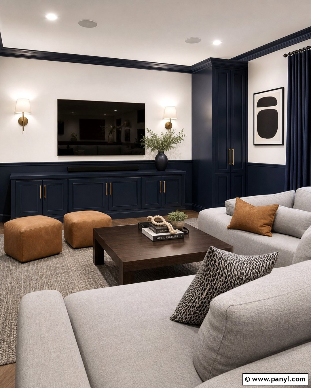 Deep Blue 34 Painted Media Room - 25 34 Painted Wall ideas