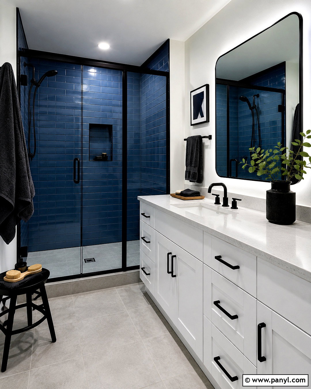Deep Blue And Black Bathroom - 20 deep blue bathroom ideas