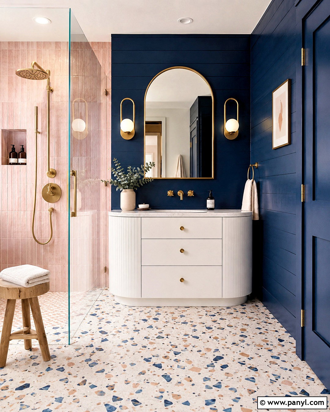 Deep Blue And Blush Bathroom - 20 deep blue bathroom ideas