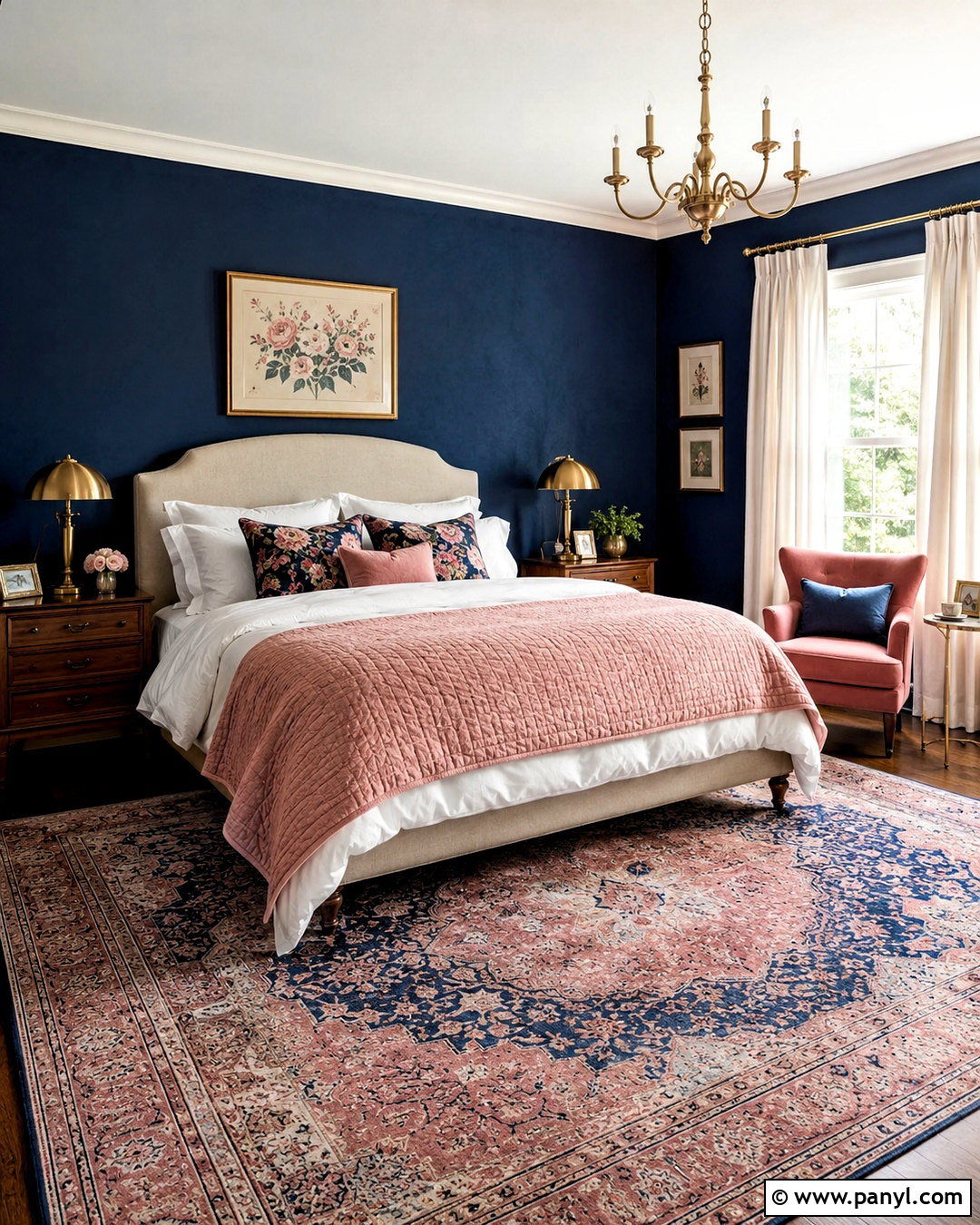 Deep Blue And Blush Bedroom - 20 deep blue bedroom ideas