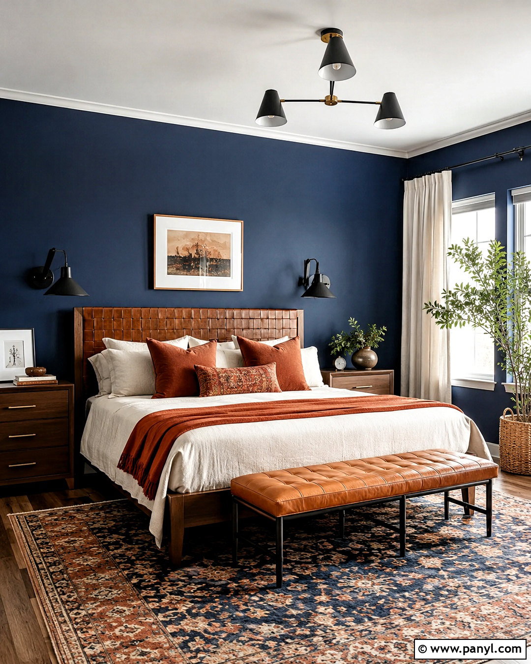 Deep Blue And Burnt Orange Bedroom - 20 deep blue bedroom ideas