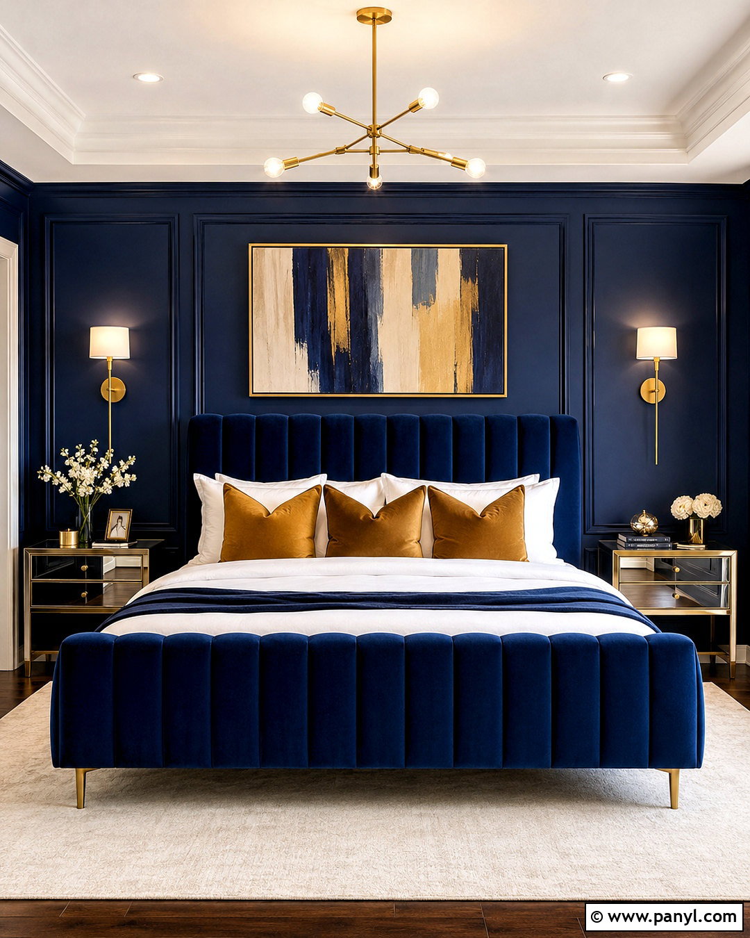 Deep Blue And Gold Bedroom - 20 deep blue bedroom ideas