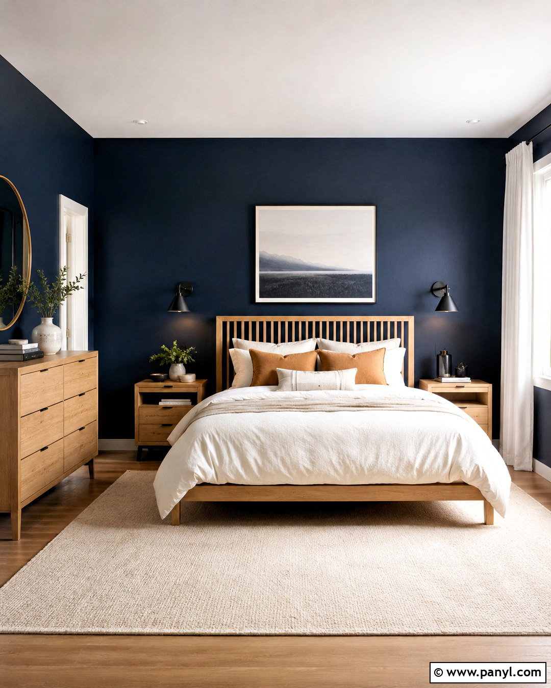 Deep Blue And Light Wood Bedroom - 20 deep blue bedroom ideas