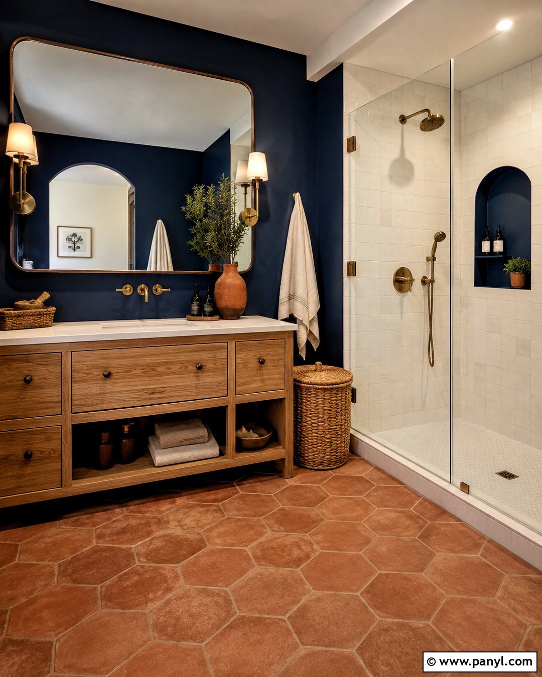Deep Blue And Terracotta Bathroom - 20 deep blue bathroom ideas