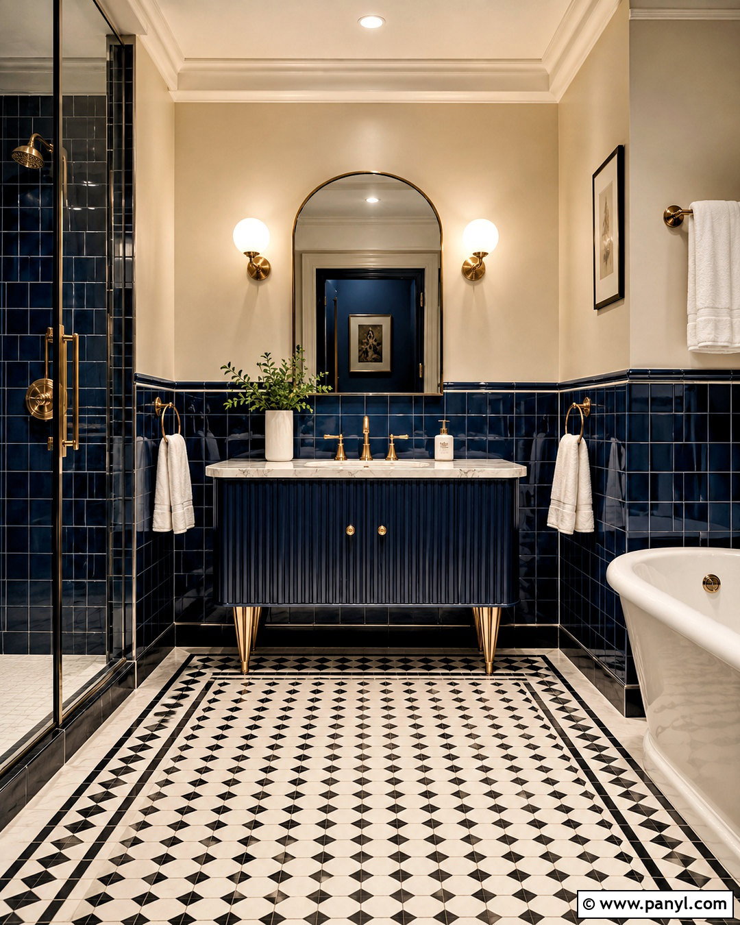 Deep Blue Art Deco Bathroom - 20 deep blue bathroom ideas