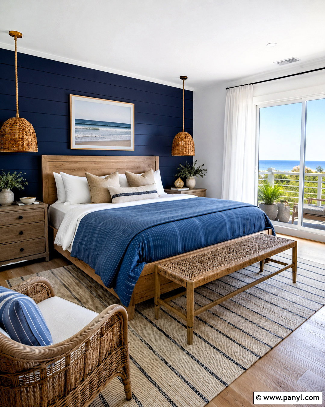 Deep Blue Coastal Bedroom - 20 deep blue bedroom ideas