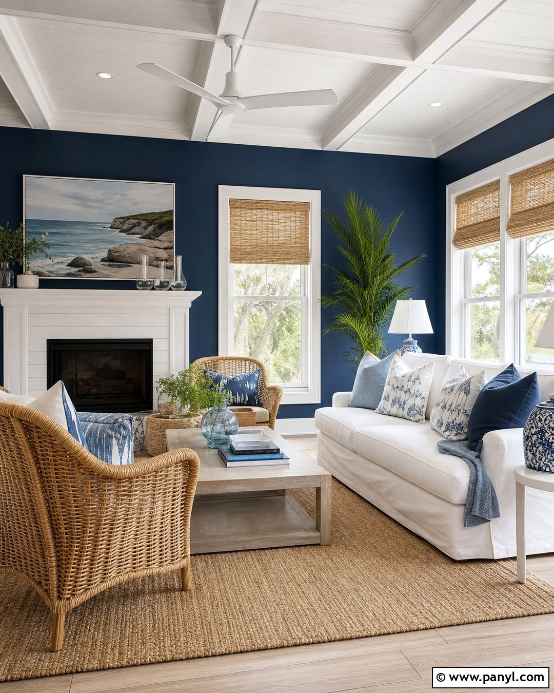 Deep Blue Coastal Living Room - 35 Deep Blue Walls