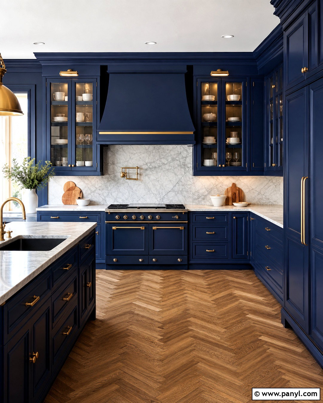 Deep Blue Color Drenched Kitchen - 20 deep blue kitchen ideas
