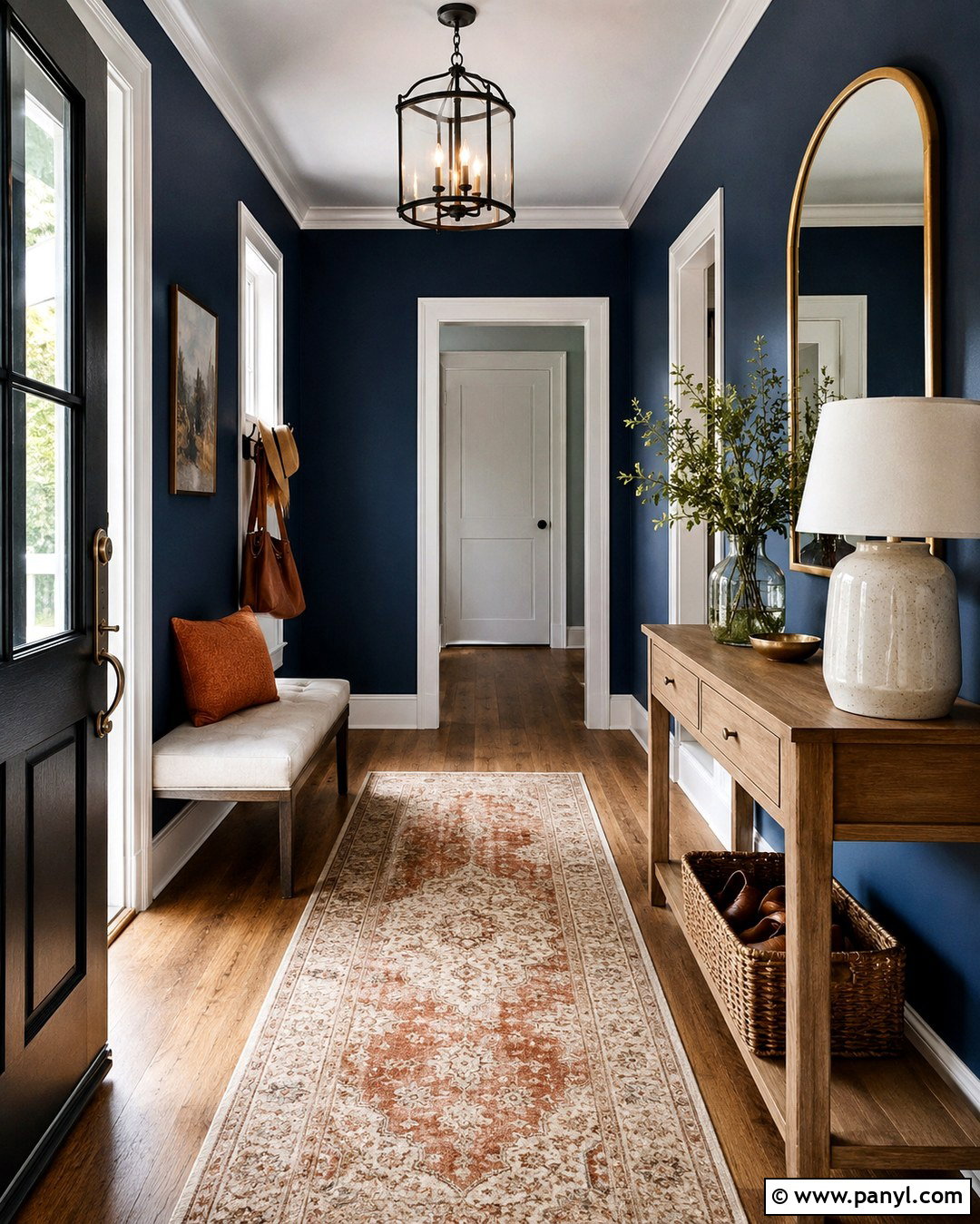 Deep Blue Entryway With Natural Oak - 20 Deep Blue Wall Color Ideas