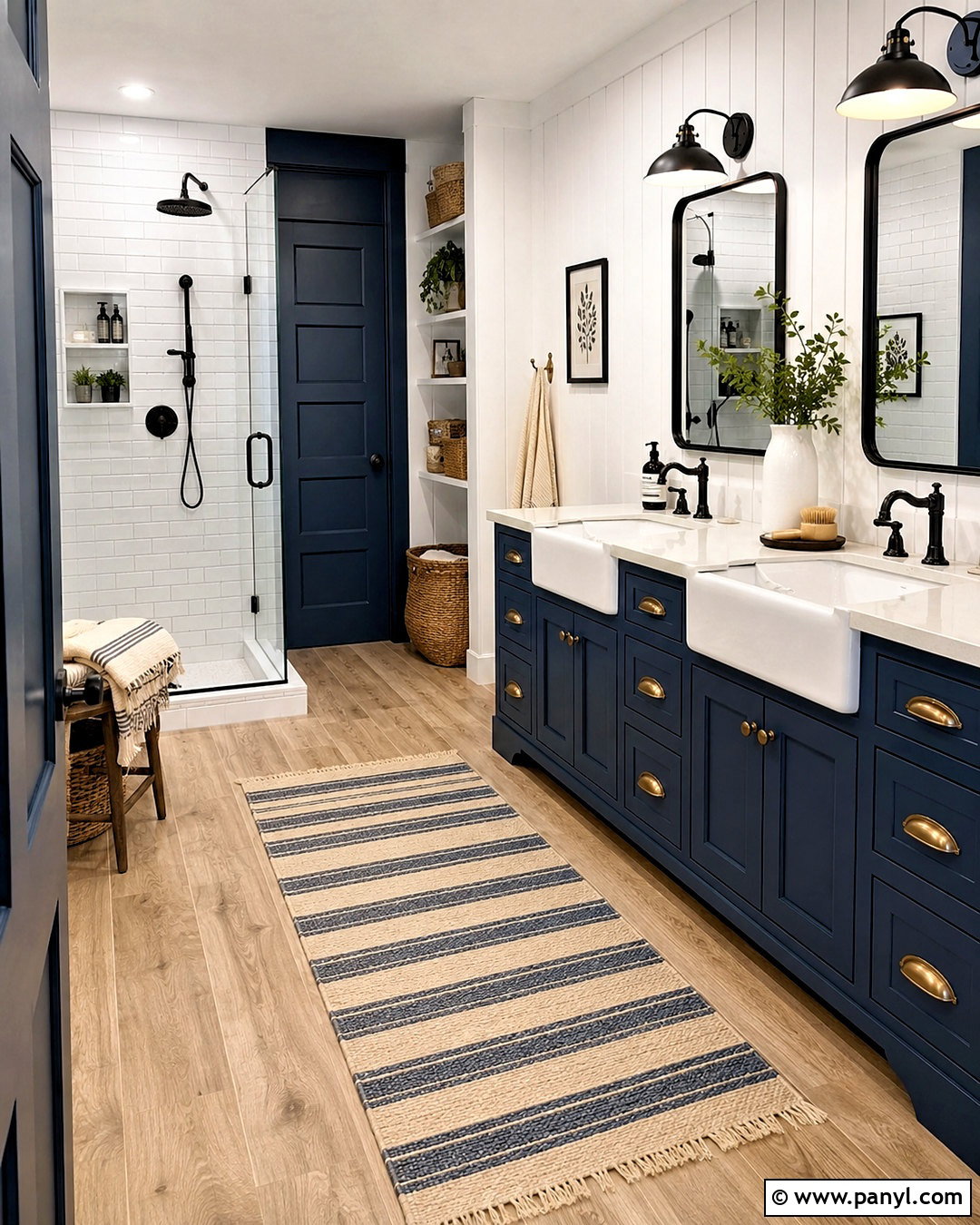 Deep Blue Farmhouse Bathroom - 20 deep blue bathroom ideas