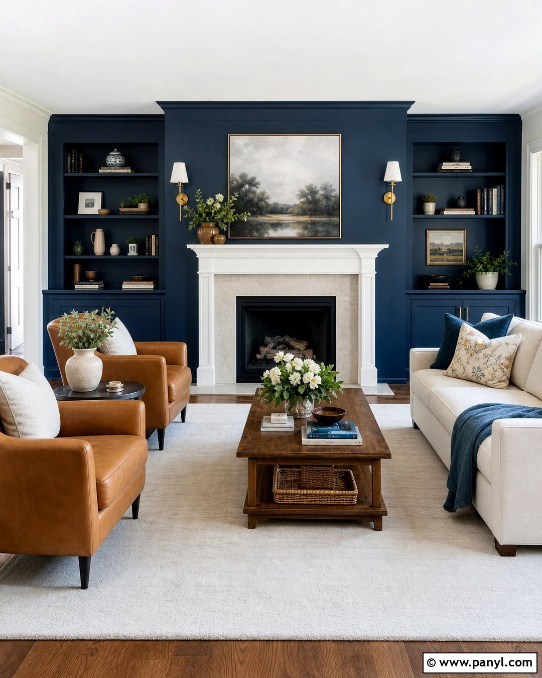 Deep Blue Fireplace Wall - 35 Deep Blue Walls