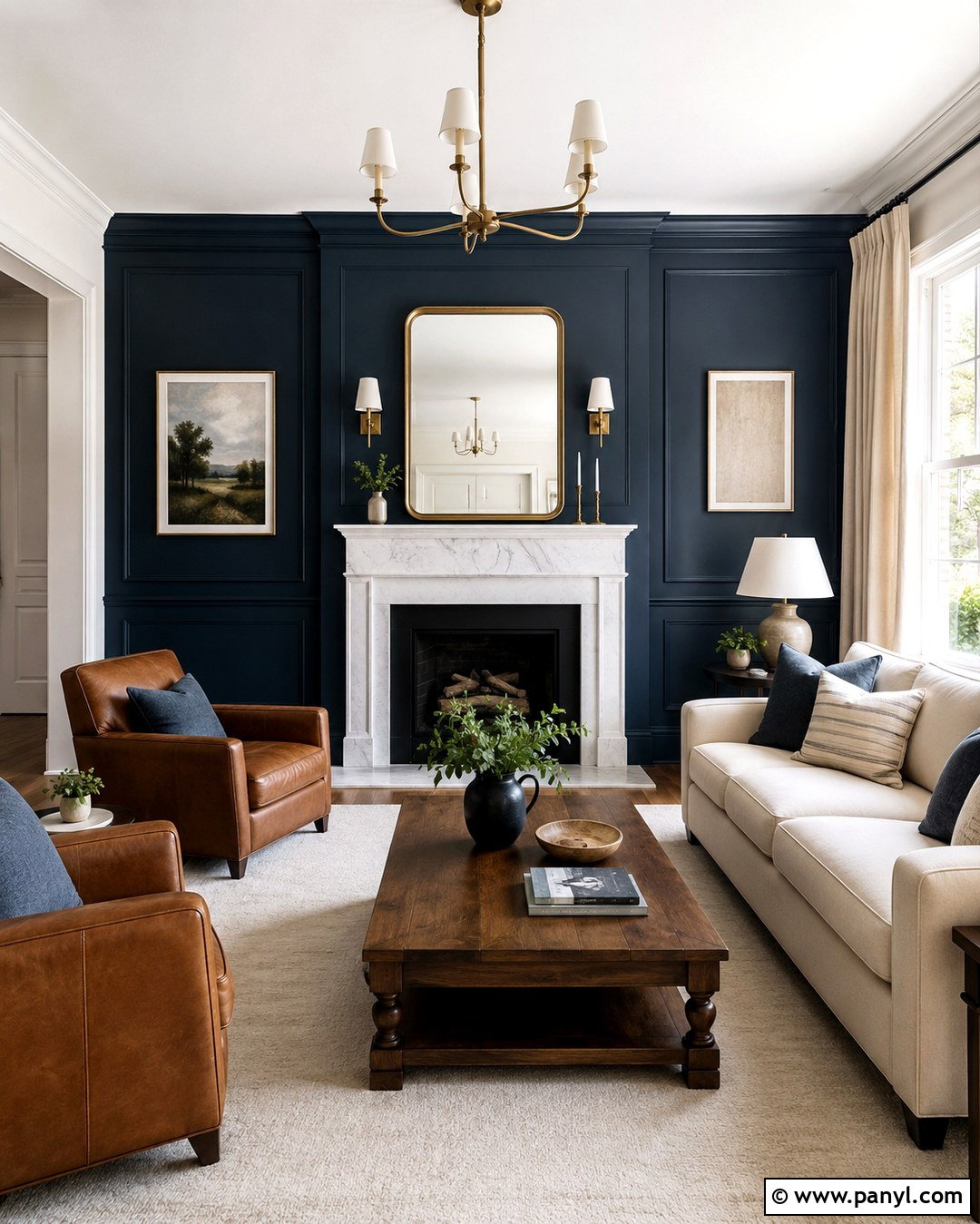 Deep Blue Fireplace Wall - 20 Deep Blue Wall Color Ideas