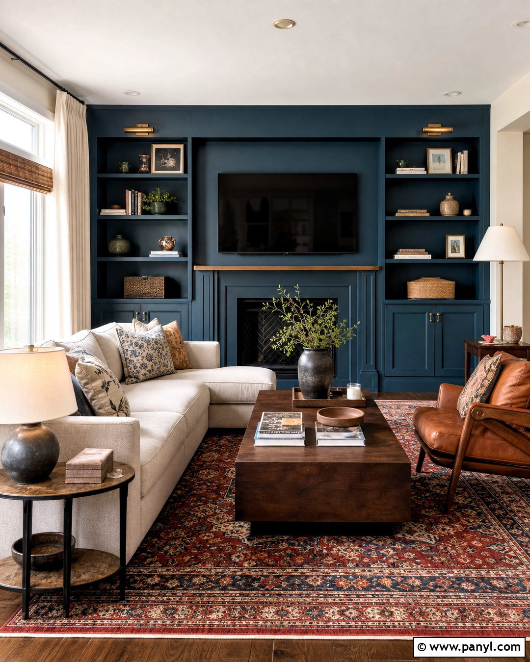 Deep Blue-Green Family Room Accent Wall - 20 family room accent wall paint colors