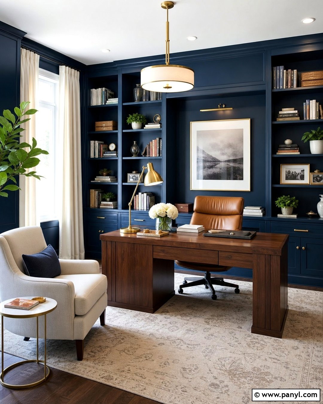 Deep Blue Home Office - 35 Deep Blue Walls