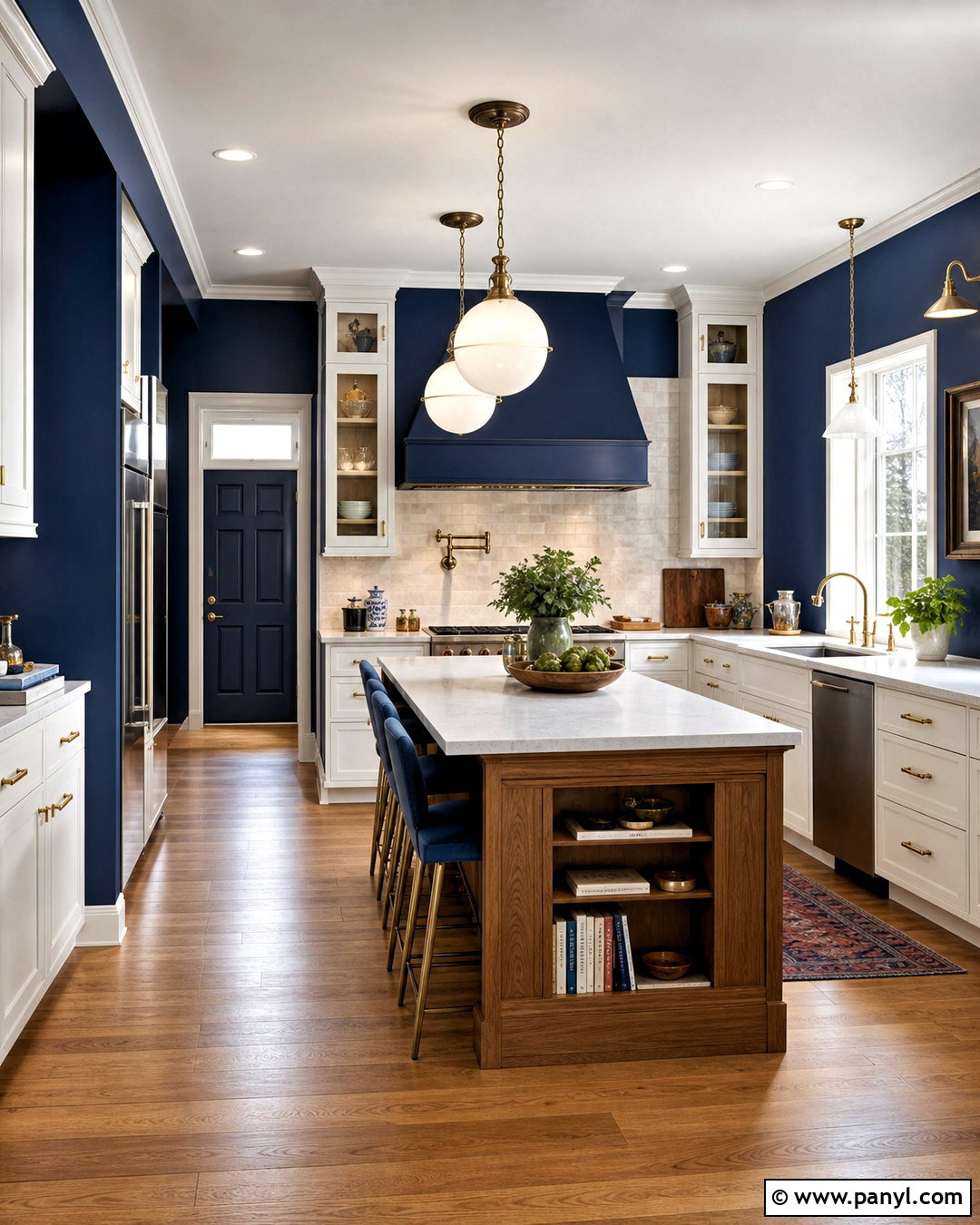 Deep Blue Kitchen Walls With White Cabinets - 20 deep blue kitchen ideas