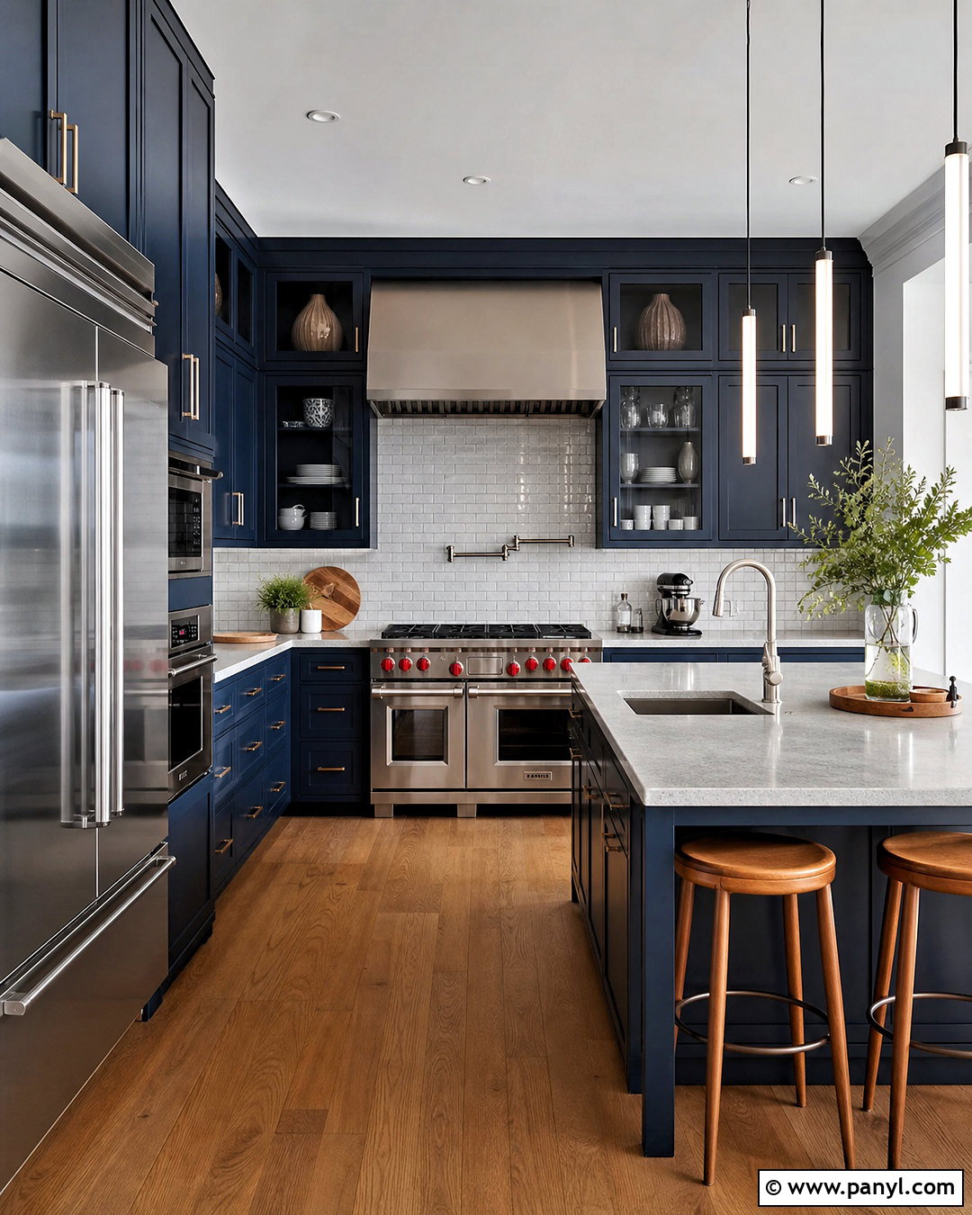 Deep Blue Kitchen With Stainless Steel - 20 deep blue kitchen ideas