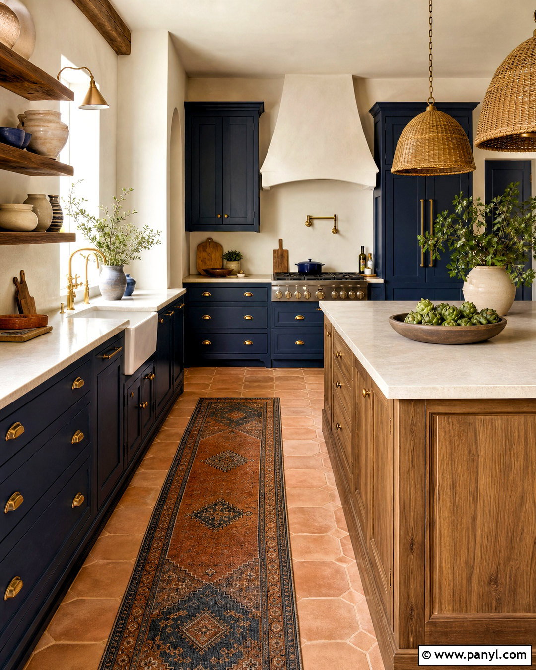 Deep Blue Kitchen With Terracotta Tile - 20 deep blue kitchen ideas