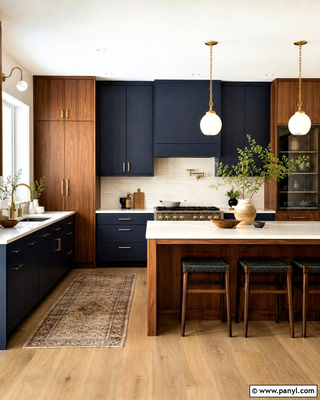 Deep Blue Kitchen With Walnut Cabinets - 20 deep blue kitchen ideas