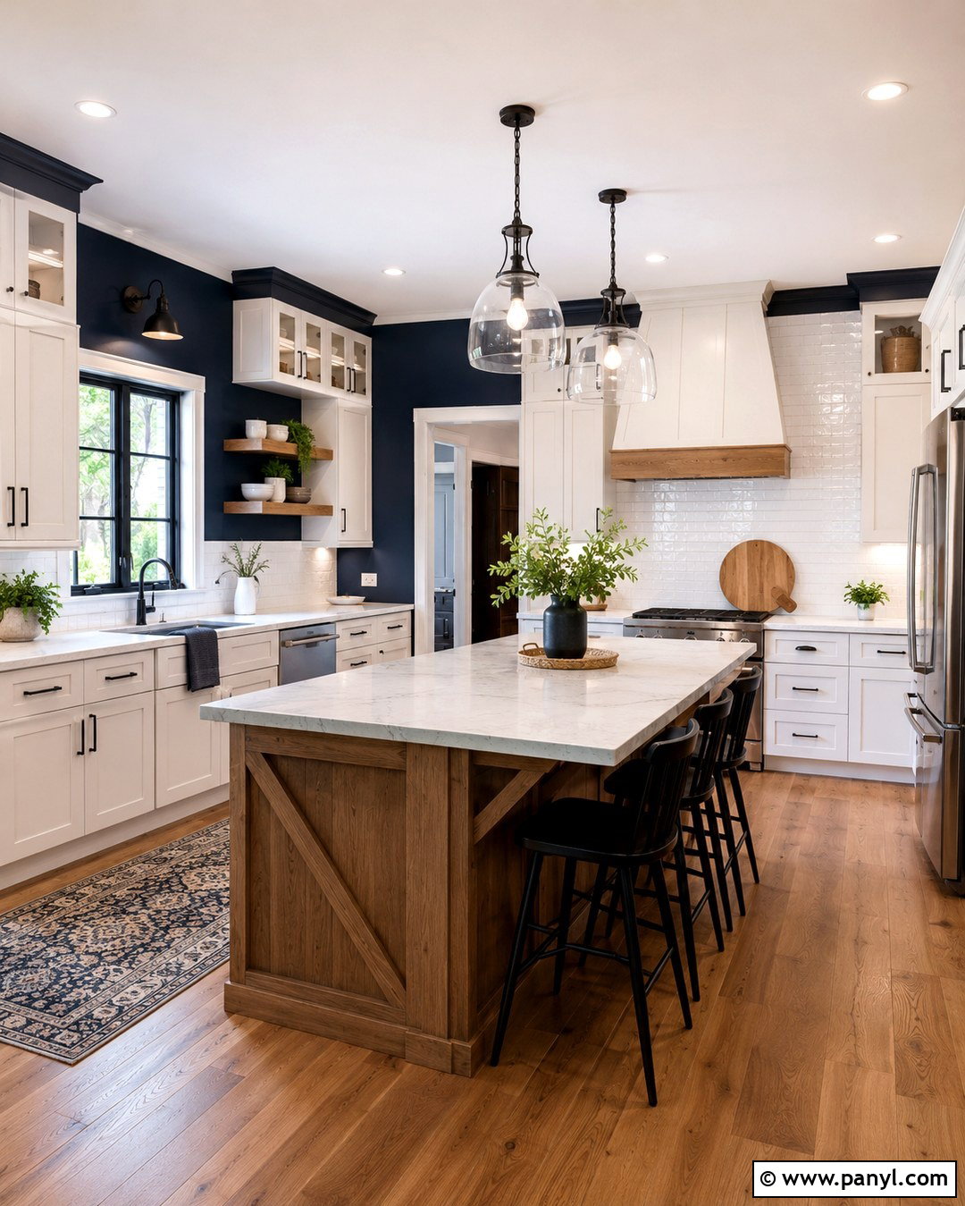 Deep Blue Kitchen With White Cabinets - 20 Deep Blue Wall Color Ideas