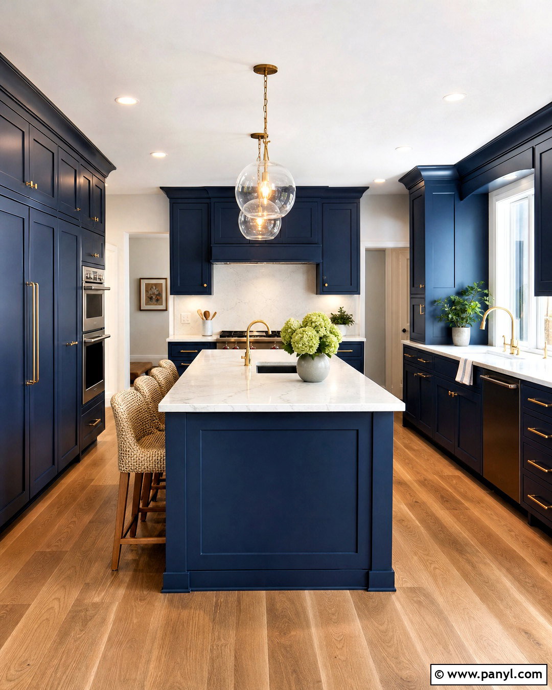 Deep Blue Kitchen With White Quartz - 20 deep blue kitchen ideas