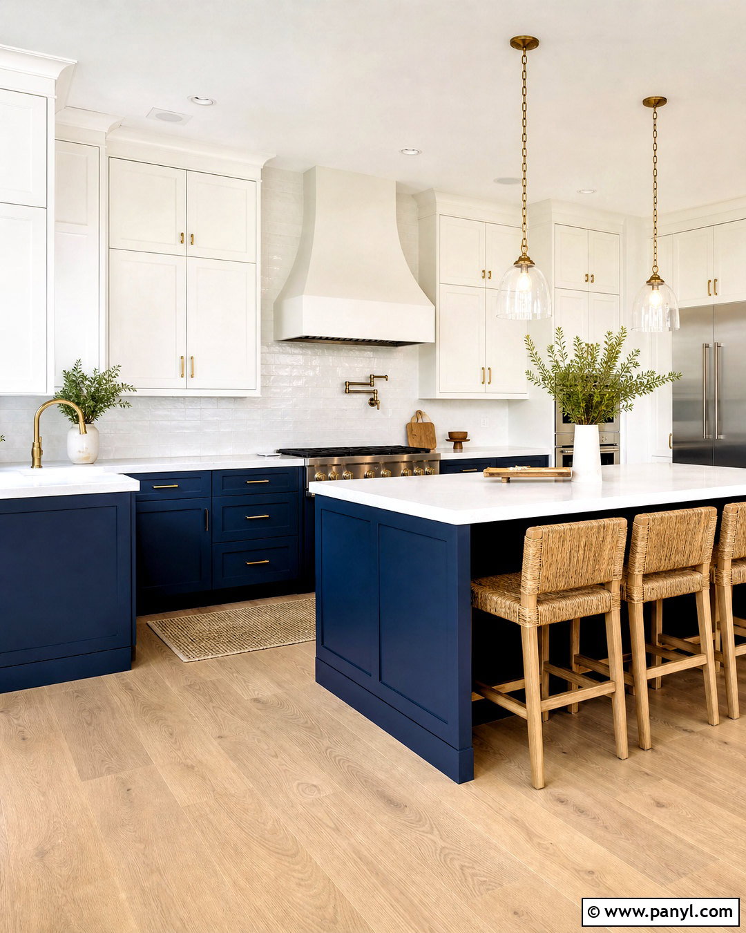 Deep Blue Kitchen With White Upper Cabinets - 20 deep blue kitchen ideas