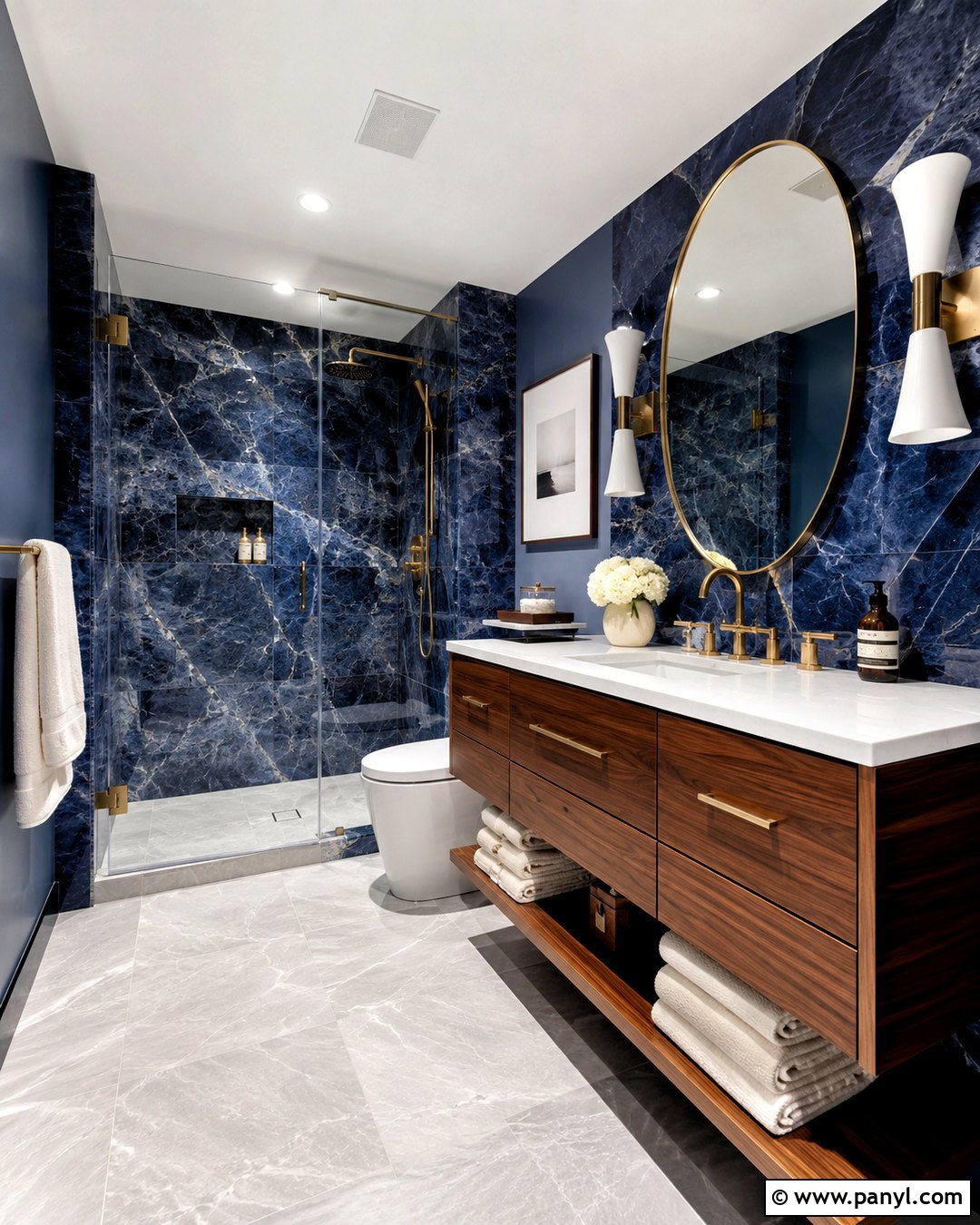 Deep Blue Marble Bathroom - 20 deep blue bathroom ideas