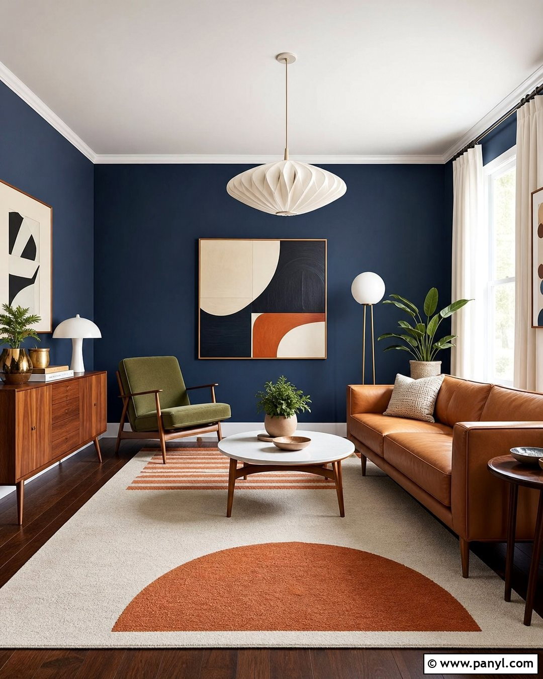 Deep Blue Midcentury Living Room - 35 Deep Blue Walls