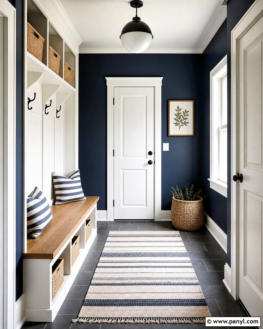 Deep Blue Mudroom Walls With White Trim - 20 dark walls white trim ideas