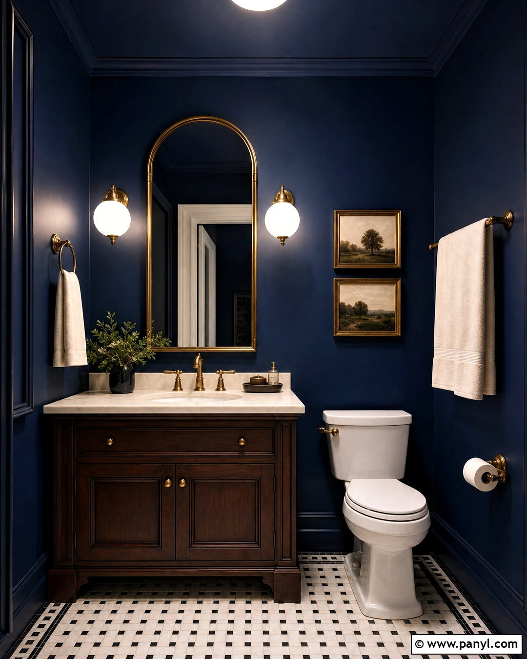 Deep Blue Powder Room - 20 blue color room ideas