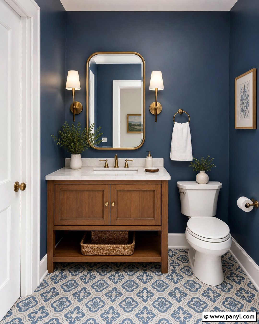 Deep Blue Powder Room - 35 Deep Blue Walls