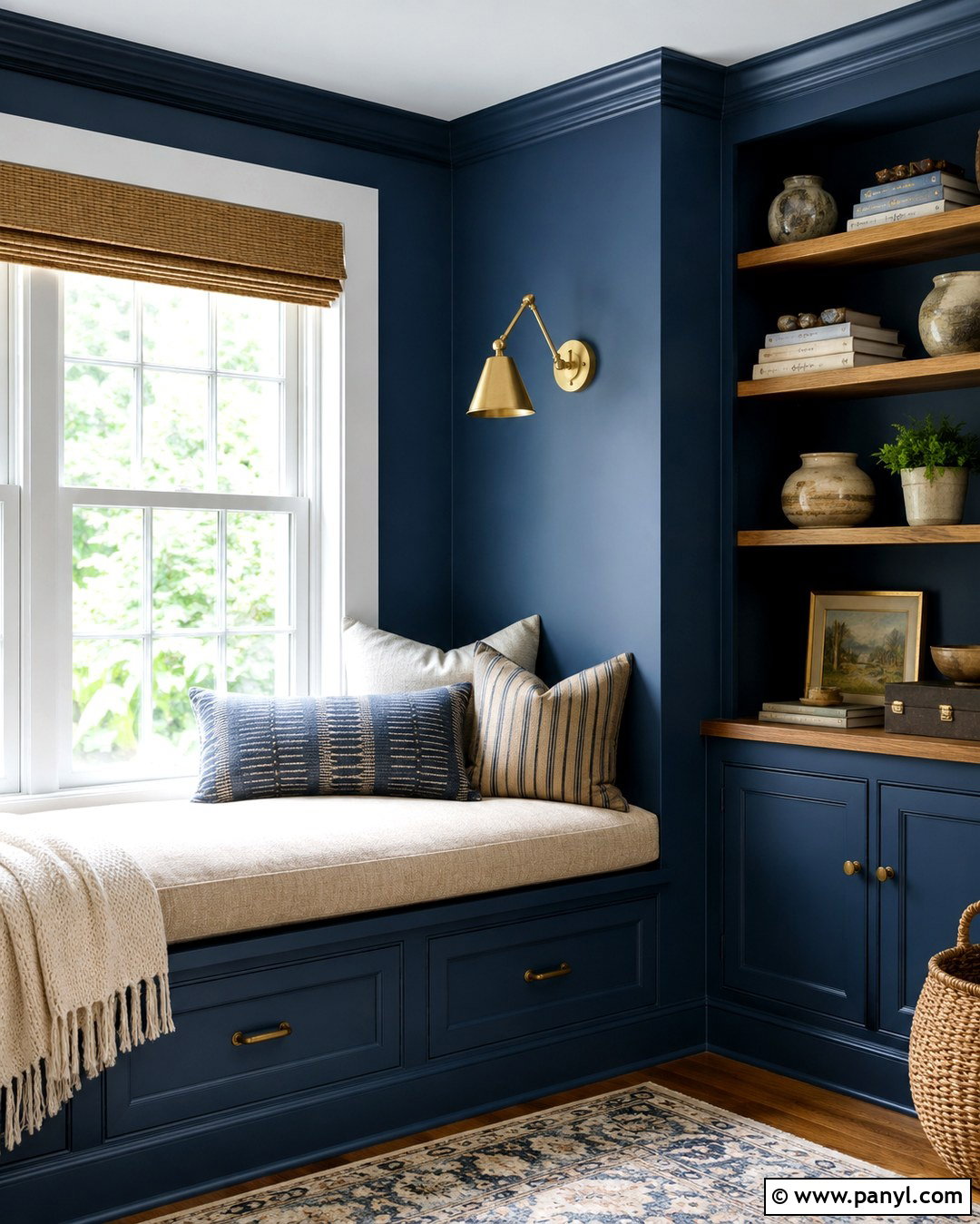 Deep Blue Reading Nook With Window Seat - 20 Deep Blue Wall Color Ideas