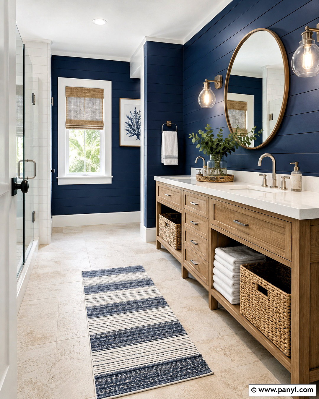 Deep Blue Shiplap Bathroom - 20 deep blue bathroom ideas