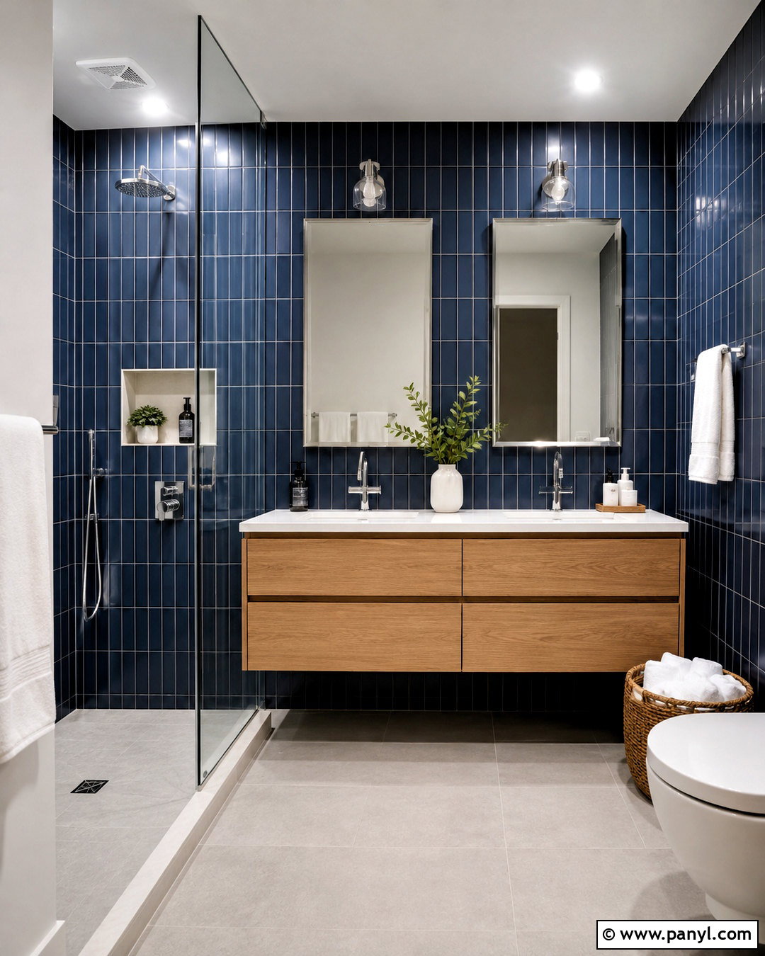 Deep Blue Subway Tile Bathroom - 20 deep blue bathroom ideas