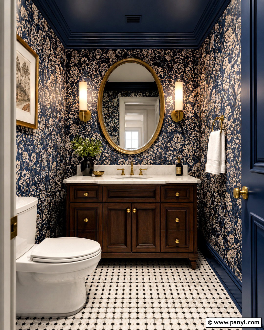 Deep Blue Wallpaper Powder Room - 20 deep blue bathroom ideas