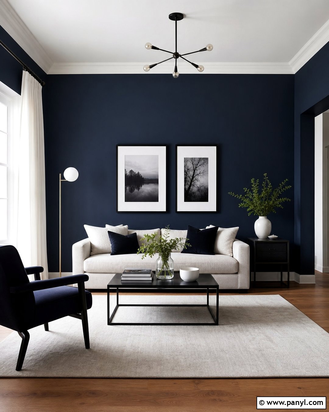 Deep Blue Walls With Black Accents - 35 Deep Blue Walls