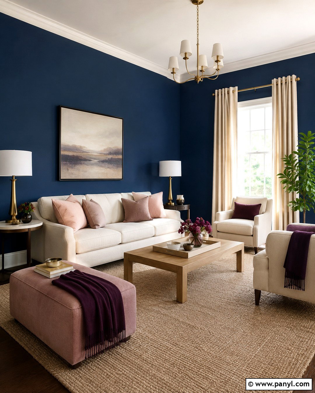 Deep Blue Walls With Blush Pink Decor - 20 Deep Blue Wall Color Ideas