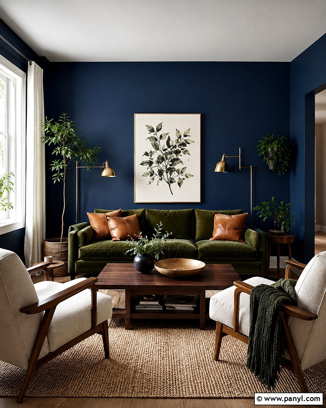 Deep Blue Walls With Olive Green Furniture - 20 Deep Blue Wall Color Ideas