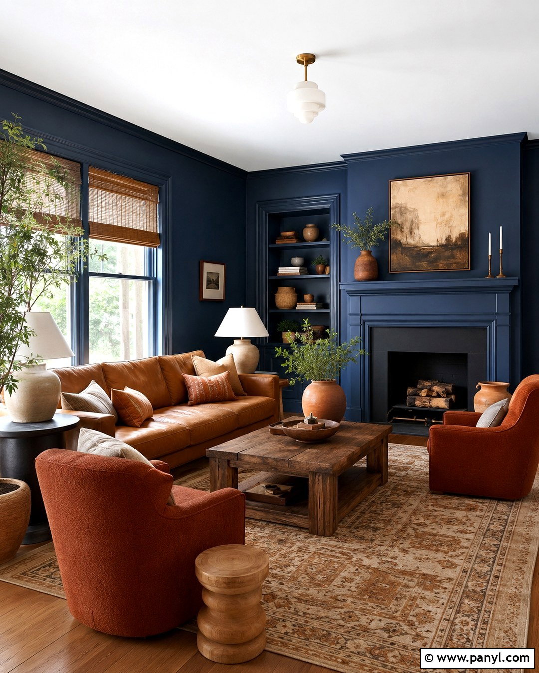 Deep Blue Walls With Terracotta Decor - 20 Deep Blue Wall Color Ideas
